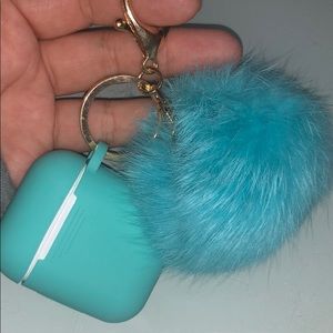 cute pompom airpods case keychain
